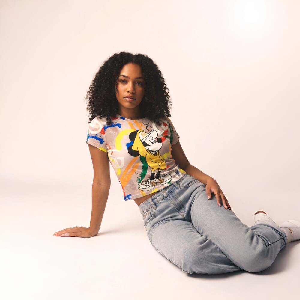 Colorful Cropped Mickey Tee